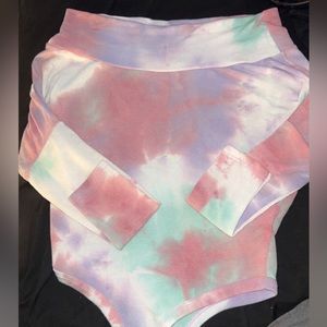 Off-the-Shoulder Tie Dye Bodysuit Top